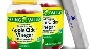 Spring Valley, Apple Cider Vinegar Gummies Non GMO Dietary Supplement, Apple Cider Vinegar 500mg Gummies, 60 Count + 7 Day Pill Organizer Included (Pack of 2)