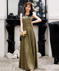 Fashionable elegant sparkling spaghetti strap long dress European and American annual meeting